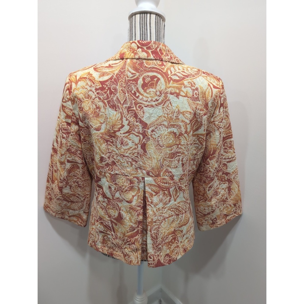 Coldwater Creek Jacket Blazer Petite M Orange Yellow Colorful Spring Old Money - Picture 6 of 13